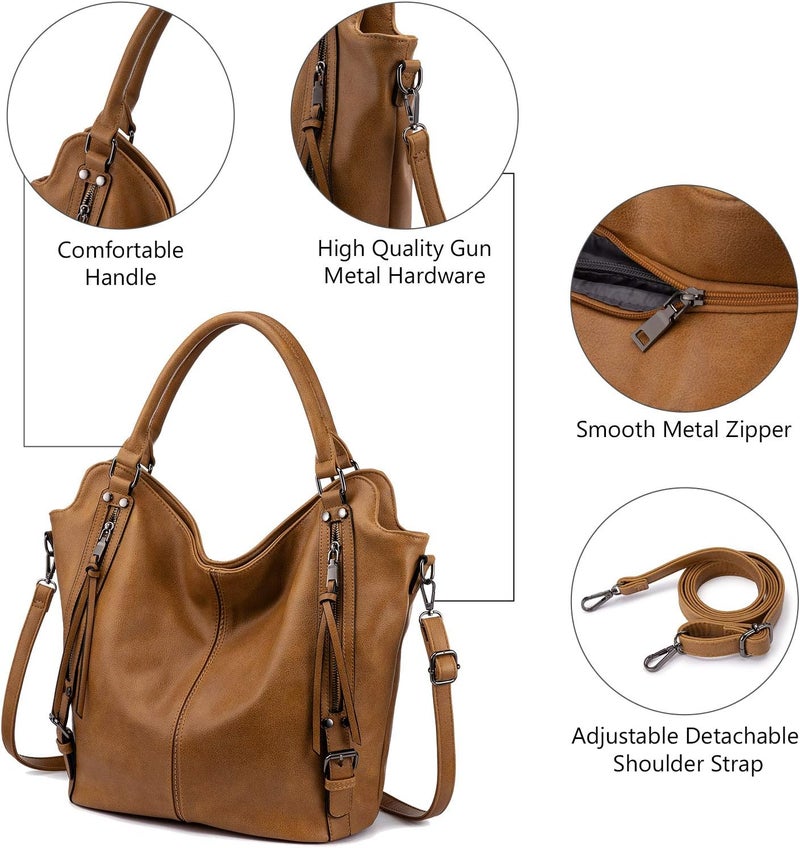 Realer Tote Bag for Women PU Leather Shoulder Bags Fashion Hobo Bags Large Purse and Handbags with Adjustable Shoulder Strap - Image 2